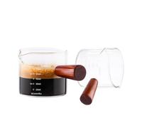 NLnnmuzh Espresso Cups with Dual Spouts,Glass Coffee Cup with Wood Handle,Espresso Measuring Cup for Latte,Macchiato,Cappuccino,75ml (2)