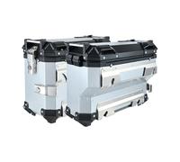 NLNPFGHVZY 2Pcs Aluminum Motorcycle Side Box Motorbike Side Saddle Bags Luggage Case Saddlebags Storage Trunk Key Lock Toolbox Black/Silver Motorbike Saddle Bags(Silver)