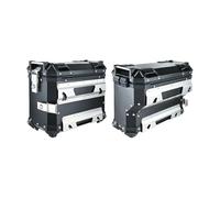 NLNPFGHVZY 2Pcs Aluminum Motorcycle Side Box Side Saddle Bags Luggage Case Saddlebags Storage Trunk Key Lock Toolbox Black/Silver Motorbike Saddle Bags(Black)