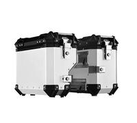 NLNPFGHVZY 35L/38L Motorcycles Side Saddle Bags Luggage Case Saddlebag Tool Box Storage Trunk Key Lock Aluminum Toolbox Rear Helmet Topcase Motorbike Saddle Bags(35L Silver 1)