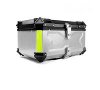 NLNPFGHVZY Aluminum Motorcycle Box Suitcase Rear Luggage Case Universal Trunk Tail Quick-Release Type Helmet Toolbox Motorbike Saddle Bags(65L Silver)