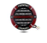 NLNPFGHVZY Rear Lamp For Truck Trailer Van Lorry RV Bus 4x4 Pickup 12V 24V Round LED Tail Light with Sequential Turn signal lamp Stop Brake Light DRL Outer Side Rear Tail Light(1PC)