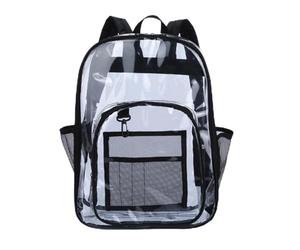 NLONLL Clear Backpack Transparent PVC School Bag See Through Rucksack Waterproof Bookbag with Adjustable Straps Clear Gym Bag for Men Women College Conventions Concerts (42 x 33 x 15cm, Black)