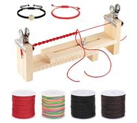 NLONLL Paracord Bracelet Kit Wood Paracord Jig Adjustable Length Paracord-Jig Bracelet Maker with 4 Rolls Nylon String for Bracelets Wristband Maker for Weaving DIY Craft Tools