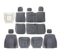 NLQR Front & Second Row Driver & Passenger Side Replacement Seat Covers Cloth Steel Gray Compatible with Ford F150 2011 2012 2013 2014 Bottom & Top Lean Back & Headrest & Driver Foam Cushion