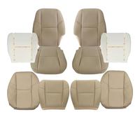 NLQR Perforated Leather Front & 2ND Row Driver & Passenger Replacement Seat Covers fit for Cadillac Escalade 2009-2014 fit for Chevy Tahoe GMC Sierra Yukon 2007-2014 Tan Bottom & Top Lean Back & Foam