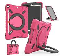 NLR FUN 4-Layer Shockproof Case for iPad 9th/8th/7th (10.2” iPad 2021/2020/2019) & iPad Air 3rd (10.5” iPad Air), Protective Cover with Kickstand/Handle, Pencil Holder, Shoulder Strap (Rose)
