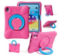 NLR FUN Kids Case for iPad, Shockproof Cover for iPad 11-inch A16 (2025) / 10.9-inch 10th Gen (2022), Lightweight Full Body Protective Case with Foldable Handle/Stand (Pink+Blue)
