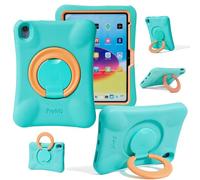 NLR FUN Kids Case for iPad, Shockproof Cover for iPad 11-inch A16 (2025) / 10.9-inch 10th Gen (2022), Lightweight Full Body Protective Case with Foldable Handle/Stand (Mint+Orange)