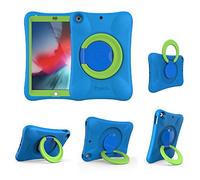 NLR FUN Pepkoo Kids EVA Case for iPad | Multi-Direction Stable Stand | Compatible with 9.7-Inch New iPad 2018/2017 (6th/5th Generation) / iPad Air 2 / iPad Air (Blue+Green)