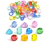 NLR FUN Plastic Acrylic Rings, Multiple shapes Assorted Colors Diamond Rings, for Party Favors | Prize Carnival Toy | Goodie Bag | Birthday for Girl/Kids (158 PCS)