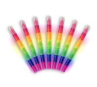 NLR FUN Stackable Rainbow Highlighters for Kids, 6 Colors x 7 Pieces Fluorescent Markers, Portable Coloring Pens for School, Art & Party Favors