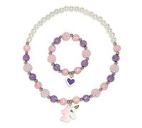 NLR Kids Unicorn Necklace and Bracelet Set, Colorful Jewellery Set for Little Girls, Great Costume Jewelry and Gift Choice for Children
