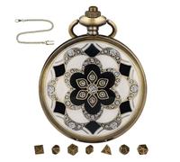 Nlrlo Small Dice Set, Dice Set with Pocket Watch - Tiny Dice Board Game - Dice Game Accessories Small Polyhedral Dice and Pocket Watch Shell Home Desktop Table