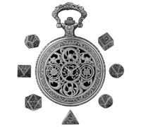 Nlrlo Small Role Playing Dice Set, Small Dice Set - Dice Set with Pocket Watch Lightweight Small Metal Dice - Dice Game Accessories Vintage Pocket Watch with Dice Home Desktop Table Party