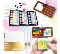 NlsqEU 24 Mini Watercolour Paint Set travel, Travel Watercolour Set, Mini Watercolor Paint Set, Watercolor Kit, Portable Watercolour Sketchbook set for Painters Artists