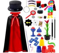NlsqEU Magic Tricks Set for Children, Wizard Costume, Magic Hat, Birthday Gifts, Magic Box Children from 5 6 7 8 9 10 11 12 Years