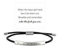 NlsqEU Men's Engraved Bracelet, Unisex Braided Bracelet, Adjustable Sliding Clasp, Inspirational Bracelets for Men and Women, Content Variant - 4, Stainless Steel