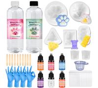 NlsqEU Squishy DIY Set, Squishy Set, 500 ml Liquid Silicone Squishy Making Kit, 1:1 Ratio, DIY Creative Gifts for Stress Reduction with Shape, Glove, Measuring Cup, Wooden Sticks