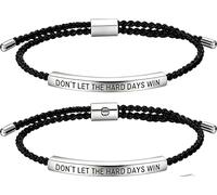 NlsqEU Two God is in Control Bracelet Don't Let The Hard Days Win Unisex Bracelet Braided Inspirational Bracelets, Stainless Steel