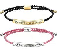NlsqEU Two God is in Control Bracelet Don't Let The Hard Days Win Unisex Bracelet Braided Inspirational Bracelets, Stainless Steel