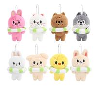NlsqUK 8pcs Skzoo Keychains, Skzoo Plush Keychains, SKZ Plushies Keyrings, Stray Mini Plushdoll Cute Keychain Pendant Gifts for Friends and Fans