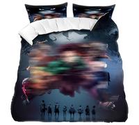 NlsqUK Demon Bedding, Demon Bedding Set 135x200cm, Anime Bedding Sets, Includes Duvet Cover with Thin Comforter, Pillowcases (2 Pieces), Anime Bedding for Fans
