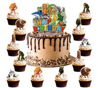 NlsqUK Italian Brainrot Cake Topper Set of 25, Brain Rot Birthday Decorations, Brainrot Party Supplies Including 1 Big Cake Topper ＆ 24 Cupcake Toppers