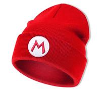 NlsqUK Mario Skull Cap, Anime Beanie Hat, Beanie Hat for Unisex Knit Cap Soft Warm Slouchy Winter Fashion Accessories Black