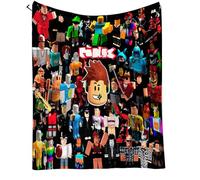 NlsqUK Roblx Blanket, 130 x 150 CM Flannel Blanket, Cartoon Print Blankets for Bed Sofa Travel Camping