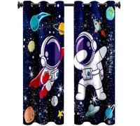 NlsqUK Space Curtains, Astronomy Curtain Print Pattern, Blackout Eyelet Astronaut Curtains 2 Panels for Window Decoration (120 * 140 CM)