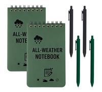 Nlsqw 2 Pack Waterproof Notebook, Waterproof Notepad, 3x5in All Weather Notebook And 4 Pens, 50 Page Reusable Small Notebooks, Top Spiral Bound Pocket Notebook, For Outdoor Activity Recording