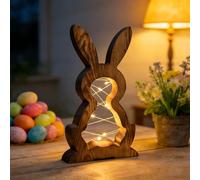 Nlsqw Easter Decorations, Easter Bunny Decorations with LED Light, E-aster Bunnies Wooden Night Light, E-aster Decora-tions Home, Bunny Desktop Ornament for Living Room, Bedroom, Dining Table