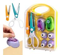 Nlsqw Stamp Cutters for Crafting, DIY Puncher Craft Set, Embossing Tool, Leaves Stars Hearts Crafts Punch & Craft Scissors, Paper Punches for Crafts for Paper Crafting Scrap Booking