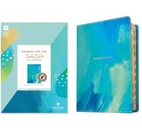 NLT Courage For Life Study Bible for Women, Filament Enabled (LeatherLike, Brushed Aqua Blue, Indexed, Red Letter)