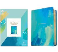 NLT Courage For Life Study Bible for Women, Filament Enabled (LeatherLike, Brushed Aqua Blue, Red Letter)