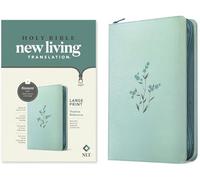 NLT Large Print Thinline Reference Zipper Bible: New Living Translation, Baby Blue Blossoms, Leatherlike, Large Print Thinline Reference Zipper, Filament Enabled, Red Letterwith Ribbon Marker