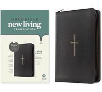 NLT Large Print Thinline Reference Zipper Bible: New Living Translation, Black Cross, Leatherlike, Large Print Thinline Reference Zipper, Filament Enabled, Red Letter With Ribbon Marker