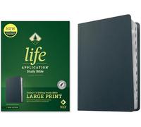 NLT Life Application Study Bible, Third Edition, Large Print: New Living Translation, Navy Blue, Genuine Leather, Life Application Study, Indexed, Red Letter, With Ribbon Marker