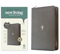 NLT Thinline Reference Zipper Bible, Filament Enabled: New Living Translation, Textured Cross Gray, Leatherlike, Thinline Reference, Zipper, Filament Enabled, Indexed, Red Letter With Ribbon Marker