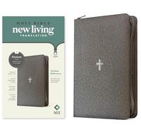 NLT Thinline Reference Zipper Bible, Filament Enabled: New Living Translation, Textured Cross Gray, Leatherlike, Thinline Reference Zipper, Filament Enabled, Red Letter With Ribbon Marker