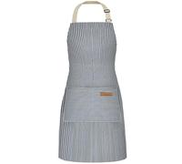 NLUS 1 Pack Kitchen Cooking Aprons, Adjustable Bib Soft Chef Apron with 2 Pockets for Women Men, Blue, 29.5” Long x 26.8” Wide