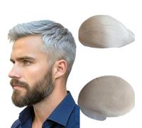 NLW Human Hair Men's Toupee with HD Soft fine Swiss lace Men mens grey Durable Real Hair System for man toupee hair prosthesis mens patch units implant Straight hair pieces large size 10x8 base #Gray