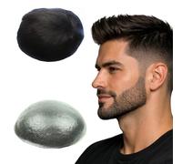NLW Men’s Toupee, 0.04mm Ultra Thin PU Skin, 100% Real Human Hair Replacement System, Freestyle Straight Hairpiece for Natural Gentlemen, 10x8 Inch Base, #1B Natural Black