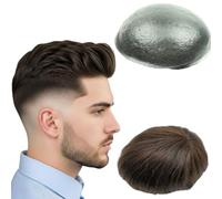 NLW Men’s Toupee, 0.04mm Ultra Thin PU Skin, 100% Real Human Hair Replacement System, Freestyle Straight Hairpiece for Natural Gentlemen, 10x8 Inch Base, #2 Deep Brown