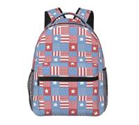 NLWQEKV American Flag Plaid Star Patchwork Backpack for Women and Men, Lightweight Laptop Daypack with Double Shoulder Straps, Stylish Travel Companion