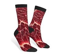 NLWQEKV Beef Steak Texture Socks Novelty Casual Crew Socks for Women Men Gift