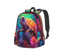 NLWQEKV Colorful Flowers Sea Turtle Backpack 17in | Large Capacity Lightweight Backpack With Multi-Pocket Storage, Durable Straps, Perfect For Travel, Work, Outdoor Adventures