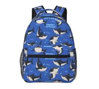 NLWQEKV Dangerous Smiling Attack Sharks Backpack Casual Pack Bag Laptop Backpack With Side Pocket Front Zipper Pocket Bookpack Travel Daypack Picnic Rucksack