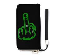 NLWQEKV FCK Middle Finger Leather Wallet Large Capacity Clutch Phone Pocket Purse Credit Card Holder with Wristlet Strap for Men Women